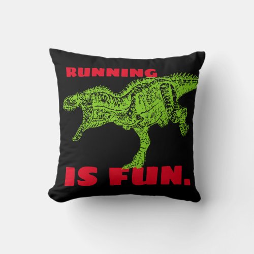 Dinosaurs boys room running sports personalized throw pillow