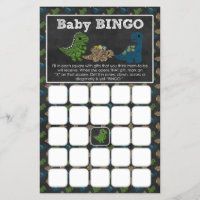 Dinosaurs Chalkboard Baby Shower Game BINGO Cards