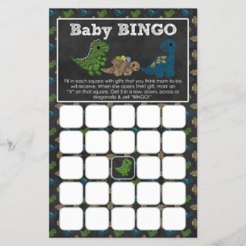 Dinosaurs Chalkboard Baby Shower Game Bingo Cards by MonkeyHutDesigns at Zazzle