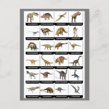 Dinosaurs Chart Postcard by paul68 at Zazzle