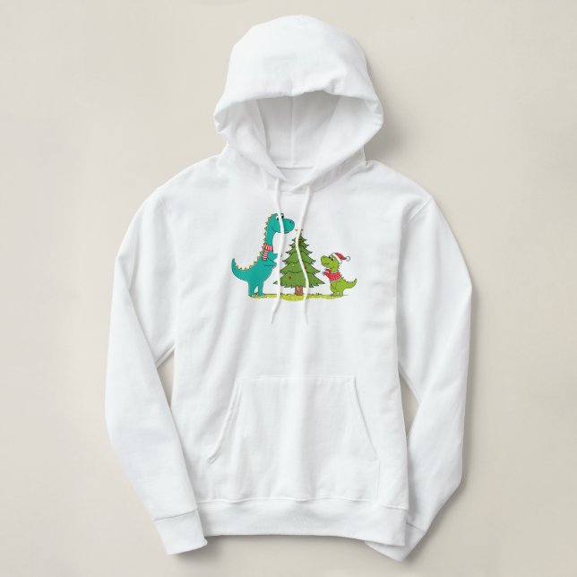 Dinosaurs Christmas Celebrating Hoodie (Design Front)