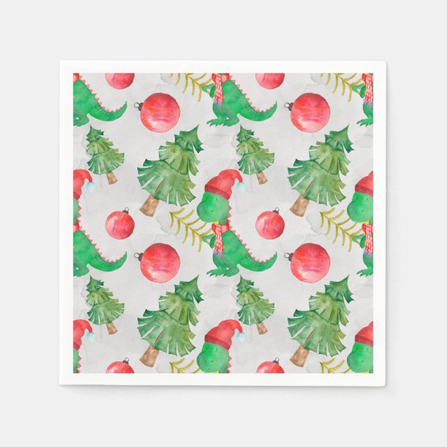 Dinosaurs Christmas pattern Paper Napkins (Front)