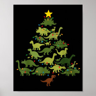 Dinosaurs Christmas Tree Merry Dinomas Funny Famil Poster