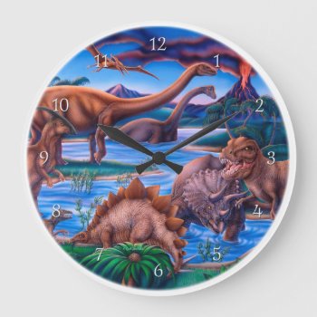 Dinosaurs Clock by gailgastfield at Zazzle