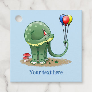 Dinosaur's Colorful Balloons Favor Tags