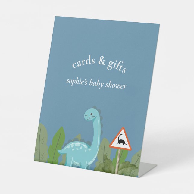 Dinosaurs Crossing, Baby Shower Cards & Gift Pedestal Sign (Front)