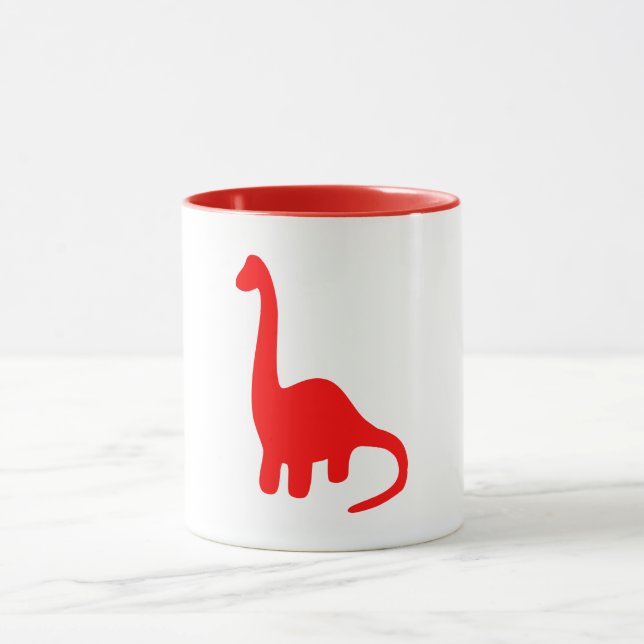 Dinosaurs | Cute Red Long-Necked Brontosaurus Mug (Center)