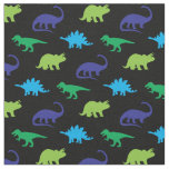 Dinosaurs Cute Silhouettes Blue and Green Kids Fabric