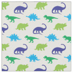 Dinosaurs Cute Silhouettes Blue and Green Kids Fabric
