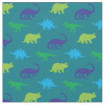 Dinosaurs Cute Silhouettes Blue and Green Kids Fabric