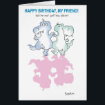 DINOSAURS DANCING CARD<br><div class="desc">Two happy, if somewhat forgetful, dinosaurs do a birthday dance together.</div>