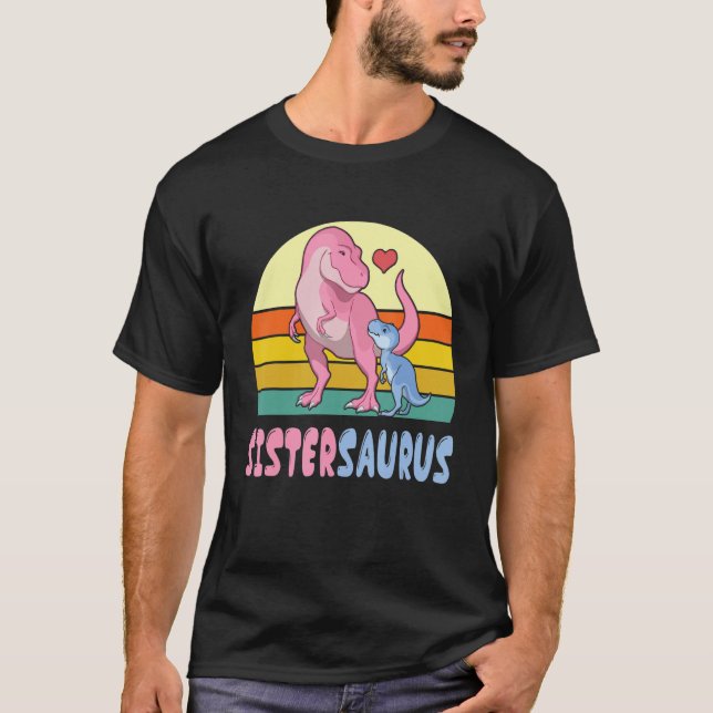 Dinosaurs Dancing Together Happy To Me Brother Sis T-Shirt (Front)