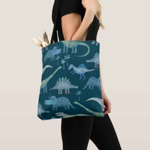 Dinosaurs Dark Green Tote Bag