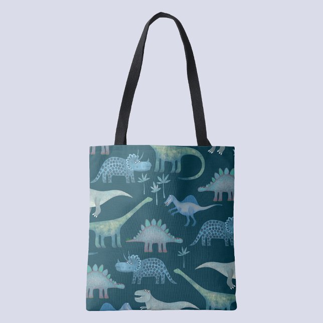 Dinosaurs Dark Green Tote Bag (Creator Uploaded)