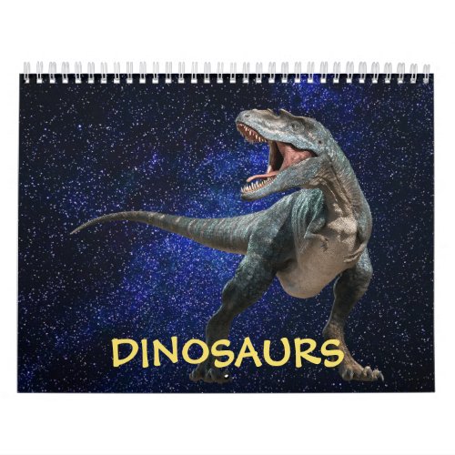 Dinosaurs Dark Shiny Sky Beautiful Wall Calendar