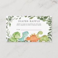 Dinosaurs Diaper Raffle Baby Shower Card