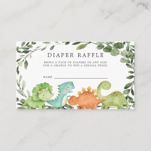 Dinosaurs Diaper Raffle Baby Shower Card