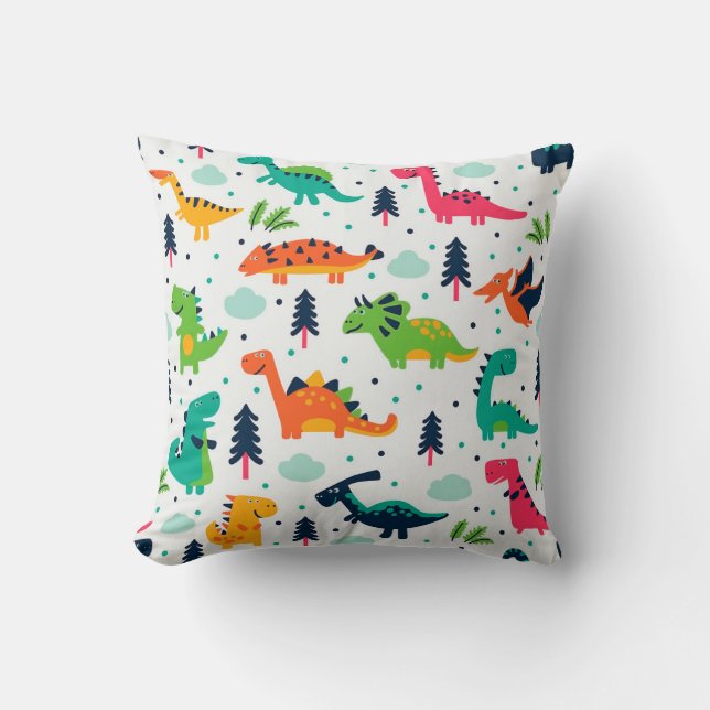 Dinosaurs  Dino Cartoon Kids Jurassic Elasmosaurs Throw Pillow (Front)