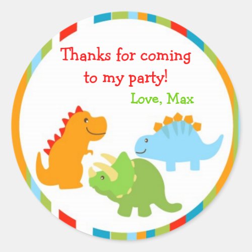 Dinosaurs Dino Favor Stickers Labels Seals Kids