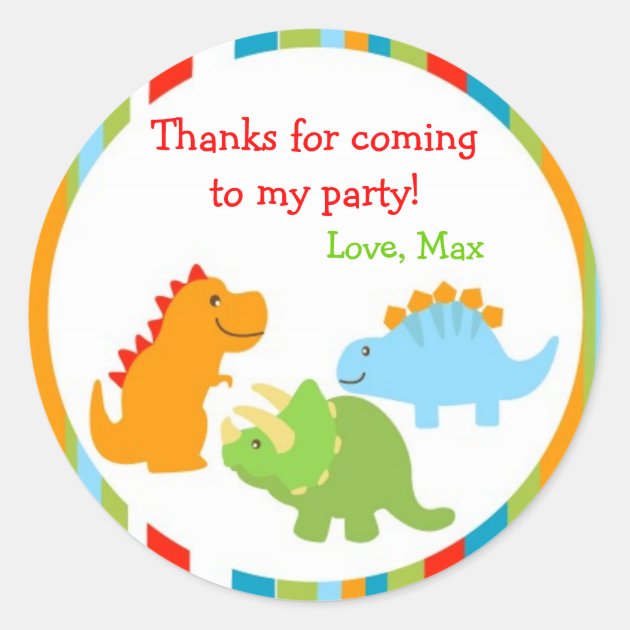 DINOSAUR DINOSAURS BIRTHDAY PERSONALIZED PARTY ROUND STICKERS LABELS FAVORS 