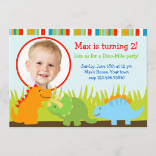Dinosaurs Dino Photo Birthday Party Invitations