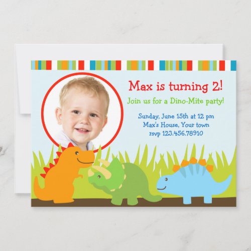 Dinosaurs Dino Photo Birthday Party Invitations