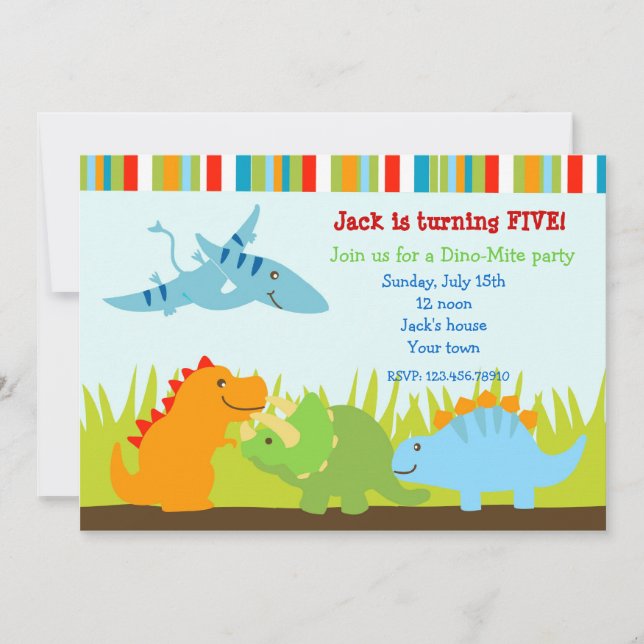 Dinosaurs Dino Photo Birthday Party Invitations (Front)