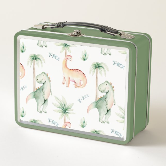 Dinosaurs Double Decker Cooler Metal Lunch Box (Front)