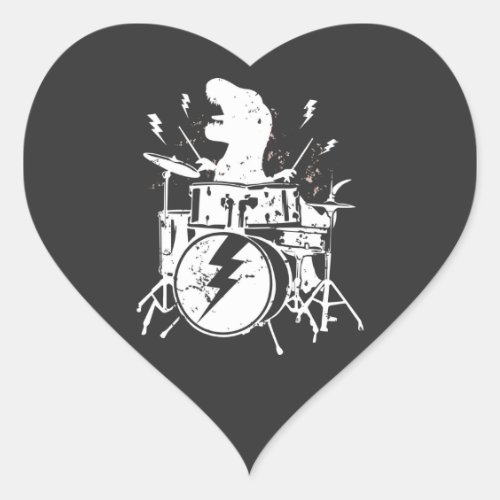 Dinosaurs Drums Music Playing T rex Heart Sticker