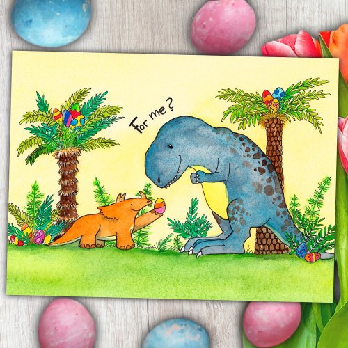 Dinosaurs Easter postcard by Nicole Janes