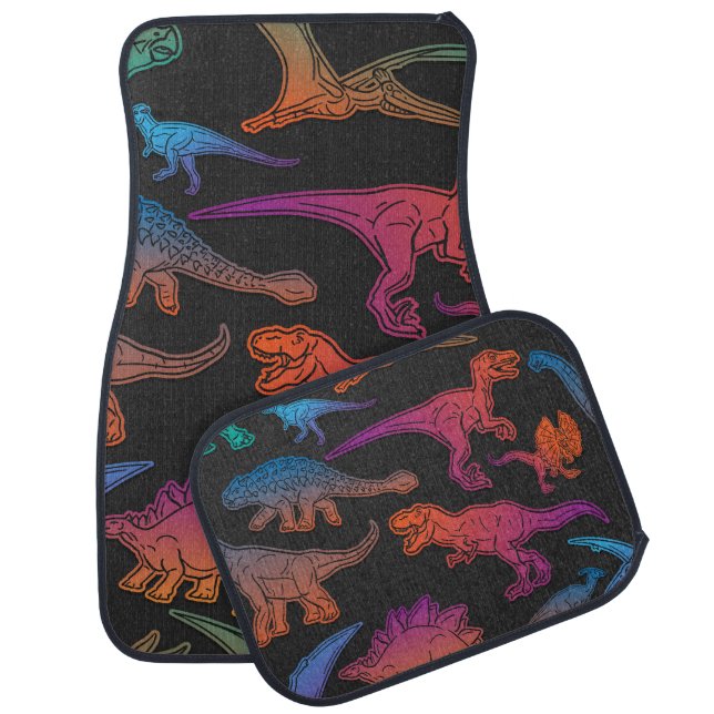 Dinosaurs emoji, prehistoric animals background. car floor mat (Set)