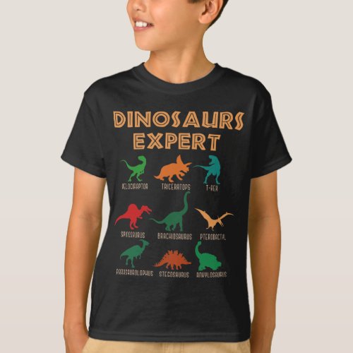 Dinosaurs Expert Boys Girls Dino T_rex Spinosaurus T_Shirt