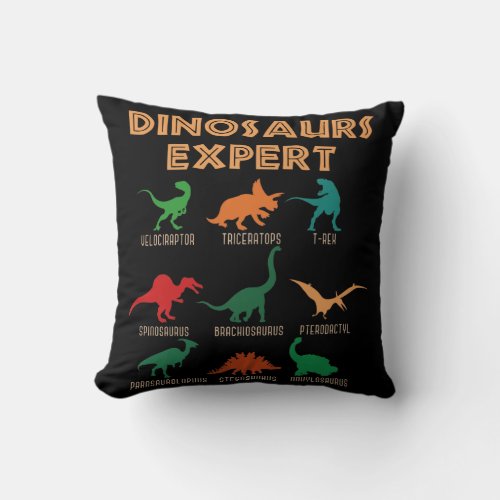 Dinosaurs Expert Boys Girls Dino T_rex Spinosaurus Throw Pillow