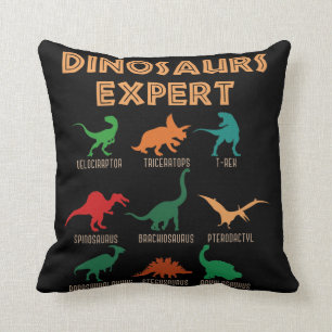 Dinosaurs Expert Boys Girls Dino T-rex Spinosaurus Throw Pillow