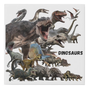 Dinosaurs faux canvas print