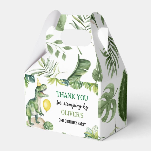  Dinosaurs First Birthday Party Favor Box (Front Side)