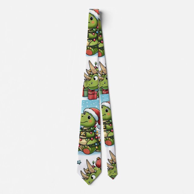 Dinosaurs for xmas Crew Socks Neck Tie (Front)