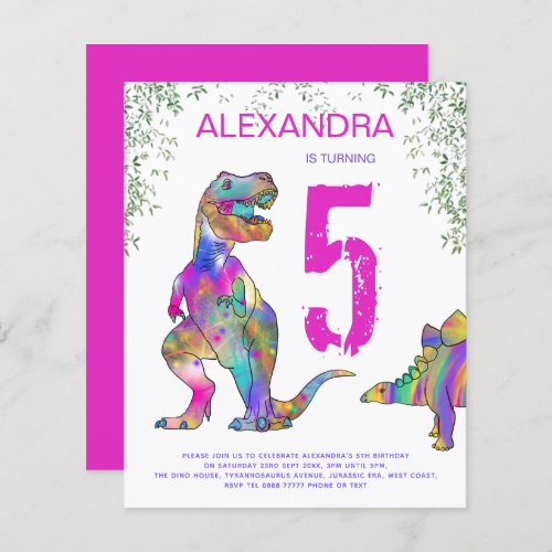 Dinosaurs Girls 5th Birthday Party Budget