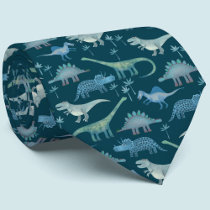 Dinosaurs Green Pattern Neck Tie