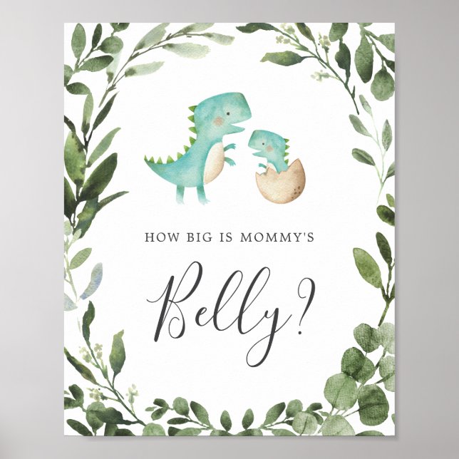Dinosaurs Guess How Big is Mommy's Belly Sign (Front)