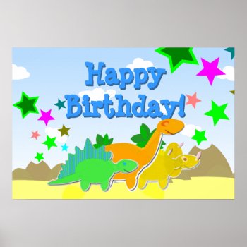 Dinosaurs Happy Birthday Poster by dinoshop at Zazzle