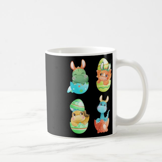 Dinosaurs Hatch Out Of Easter Eggs  Coffee Mug (Right)
