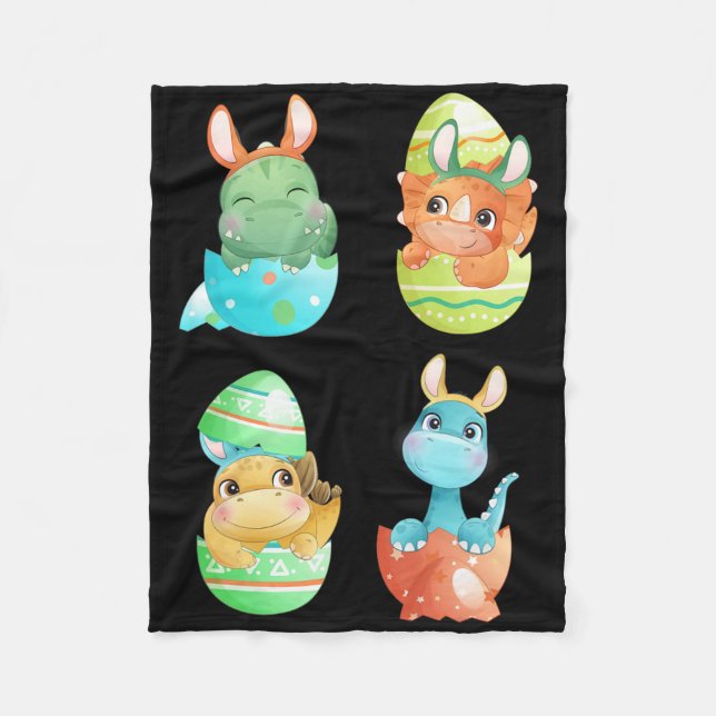 Dinosaurs Hatch Out Of Easter Eggs  Fleece Blanket (Front)