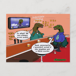 Dinosaurs in a Bar Postcard