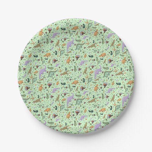 Dinosaurs in Green Paper Plates