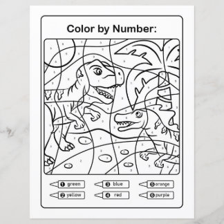 Dinosaurs in Jungle Coloring Page by number