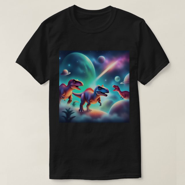 Dinosaurs In Outer Space  T-Shirt (Design Front)