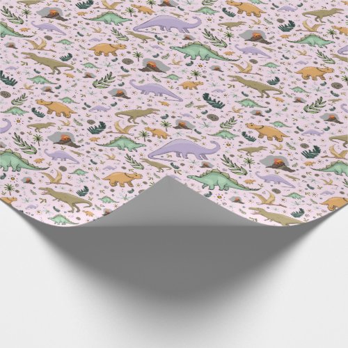 Dinosaurs in Pink Wrapping Paper