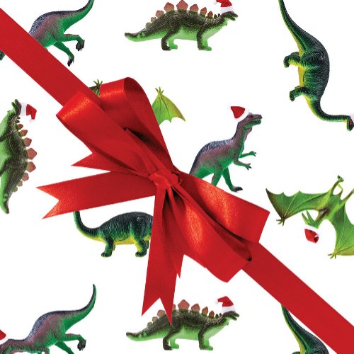 Dinosaurs in Santa Hats Wrapping Paper