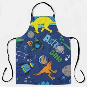 Dinosaurs in space hand drawn color vintage seamle apron
